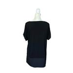 Calvin Klein Black Short Sleeve Layered Round Neck Loose Fit Blouse Sz Medium Photo 3