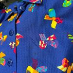 Vintage Tanner Womens Midi Shirt Dress Belt Size 12 Bows Print Long Sleeve Blue Photo 7