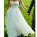 BHLDN NEW  Whispers & Echoes Bellevue Ivory White Linen Wedding Bridal Gown Sz 12 Photo 0