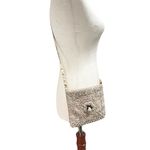 Cottage Core Tan Small Beaded Cloth Bag Boho Chic EuroSummer White Photo 7