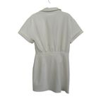 NWT Commense Womens Collared Cuffed Sleeve Button Wrap Short Dress White Medium Photo 2