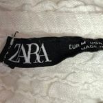 ZARA White Short Puff Sleeve Sweetheart Neck Smocked Tie Front Crop Blouse Top M Photo 2