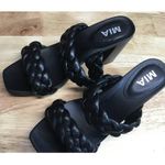 MIA  Maine Womens 8 Black Leather Double Braided Slip-On Block Heel Dress Sandals Photo 6