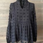 SheIn Black high neck, V dotted long sleeve blouse Photo 0