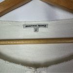 Boutique Beautiful People White Tie Neck Ribbed Long Sleeve Top S Photo 2