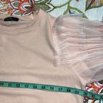 Small womens short sleeve pretty in light pink ruffle t shirt dressy casual Photo 2