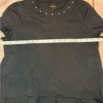 Kate Spade  Studded Peplum Scalloped Black Top Knit Size Medium Short Sleeve Photo 2