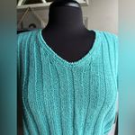 Vintage 80/90s Liz Claiborne silk blend ribbed short sleeve sweater, size SP Blue Photo 2