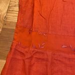 COUNTRY WEAR CASUALS Maxi Dress Womens Large Orange Linen Rayon Silk Embroidered Photo 5
