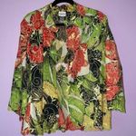 Chico's  Size L Linen Jacket Embroidered Floral Multicolor Cardigan Photo 0