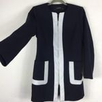 ZARA Navy White Two Tone Zipper Nautical Jacket Small Photo 10