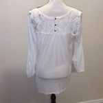 Lucky Brand boho white lace back button sheer long sleeve blouse Photo 4