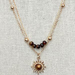 Layered Mocha Sunburst Necklace with Coffee Accents Gold Photo 0