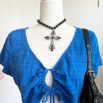 Blue Tie Front Bolero Top Y2K 2000s‎ Fairycore Indie Retro Large Photo 1