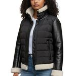 Michael Kors Michael  Shearling Trim Faux leather sleeves Puffer Jacket. SZ.L Photo 0