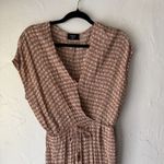 VICI Jumpsuit Womens Small Brown White Short Sleeve Waist Tie Soft Rayon Romper Photo 1