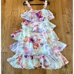 Storia  ruffled tiered chiffon floral dress size m Photo 12