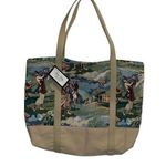 Designs by Dee Dee Womens Playing Golf Print Tapestry Tote Bag Green Tan Small N Photo 0