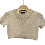 Lulus Cropped Knit Crewneck Short Sleeve Sweater Size XL Ivory Cream Photo 0
