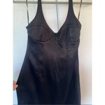 ZARA Satin Bustier Mini Dress LARGE Black Lingerie Style open back Seamed NEW Photo 13