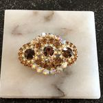 Magnificent Vintage Rhinestone Brooch High End W AB & Root Beer Color Stones Multiple Photo 7