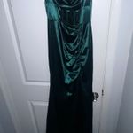 Revelry Satin Slit Long Prom Formal Gown Slip Green Size M Photo 2