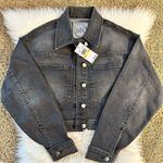 Michael Kors Grey Crop Denim Jacket Size M New Gray Size M Photo 13