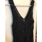 Free People sheer black floral lace mini dress with a beaded v-neck Photo 4