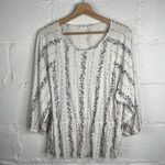 Eyeshadow Women's White Floral Crewneck 3/4 Sleeve Peplum Top Size Large Photo 0