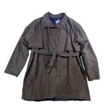 Womens Brown Textured Suede Belted Trench Coat Classic Casual Outerwear Size L Photo 0