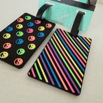 Y2K Retro Rainbow Peace Neon Suitcase Tags Travel 90s Colorful Luggage Tags New Black Photo 1