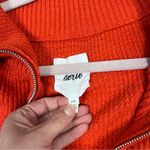 Aerie cozy up waffle knit quarter zip pullover red/orange Photo 2