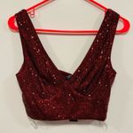 Lulu’s! Burgundy Sequin Crop Top dress tank top size small! Red Photo 2