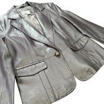 Worthington  Vintage Lavender Metallic Blazer Jacket 100% Leather Single Button Photo 5