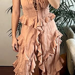 Free People  So Breathless ruffle long top size XS Tuscany pink New Photo 0