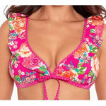 Skinny Dippers Pink Floral Ruffle Bikini Top Size L Kiara Polka Dot Tie Front Size L Photo 0