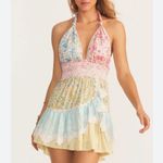 Love Shack Fancy Patchwork Floral Halter Cambria Mini Dress size Small Photo 2