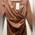 ZARA NWT faux leather dress. Mini size M. Gorgeous rich chocolate brown! Ptp 17” Photo 3