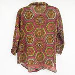 Antica‎ Sartoria Womens Abstract Boho Artsy Mixed Print Button Up Shirt Size L Brown Size L Photo 5