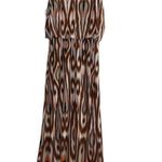 Magic BROWN MULTICOLOR IKAT DESIGN BOHO MAXI DRESS MEDIUM Photo 1