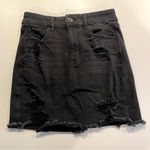 American Eagle Distressed Black Denim Skirt size 2 Photo 0