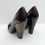 Pura Lopez Buckle Snake Skin Block Heels 37 Size 6.5 Photo 3