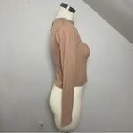 Brave Soul  Taupe Ribbed Cut-Out Long Sleeve Top | Size S NWT‎ Photo 3