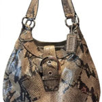 Coach  LYNN LEATHER HOBO SOHO EMBOSSED PYTHON 🐍🐍 Tan/Black F17419 Photo 0