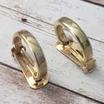 Vintage Clip On Earrings Large Slim Gold Tone Hoops 1" Photo 1