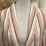Adrienne Vittadini Adrienne Vitadini Striped Linen Cotton Blend Blazer Size Medium Photo 1