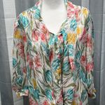 Vintage Floral tie front sheer blouses size 14 White Photo 11