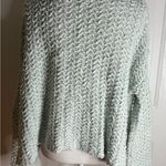 Free People  Women's Oversized Frayed Knit Sweater - Light Mint Green size Medium Photo 3