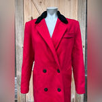 Vintage Alorna Long Red Wool Black Velvet Collar Double Breasted Maxi Coat~M~ Photo 1