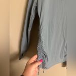 Title Nine  Slate Blue Super Soft Funnel Neck Cinch Side Pull Over Top Medium Photo 4